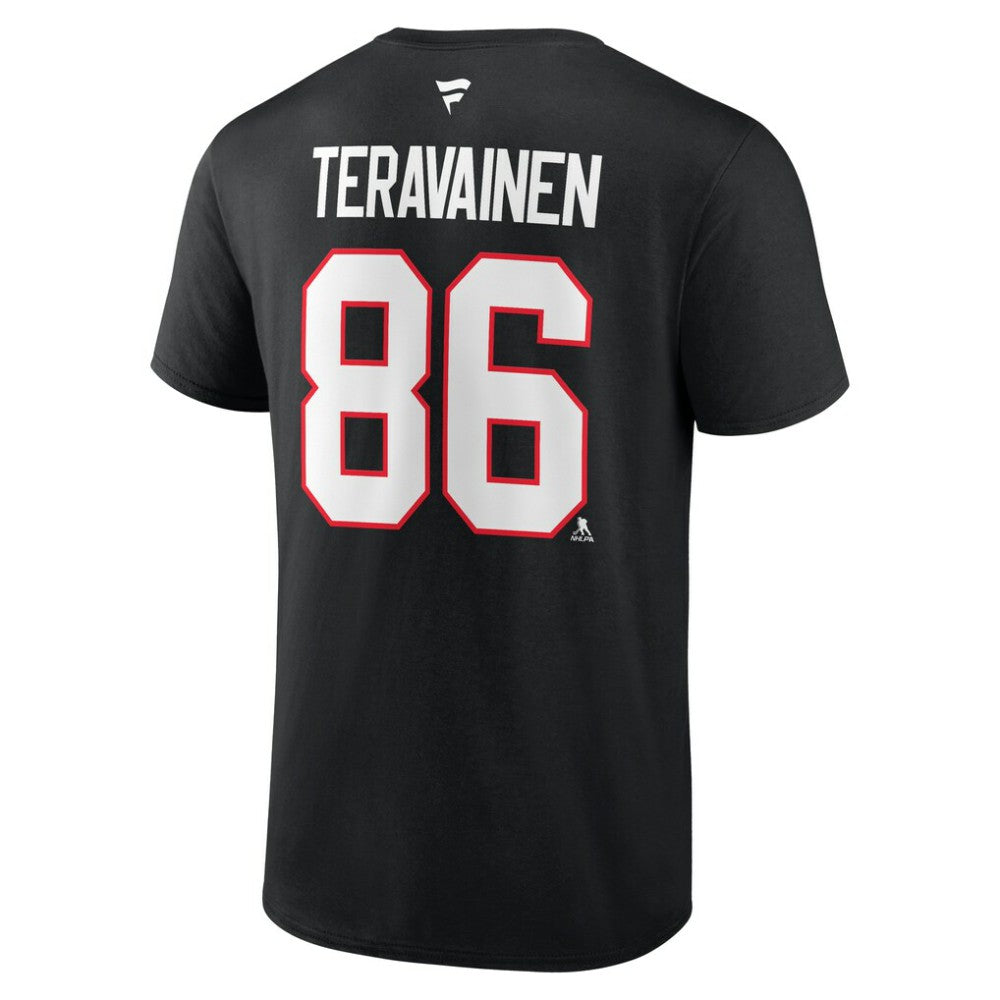 NHL Teuvo Teravainen Chicago Blackhawks Fanatics Authentic Stack Name & Number T-Shirt - Black