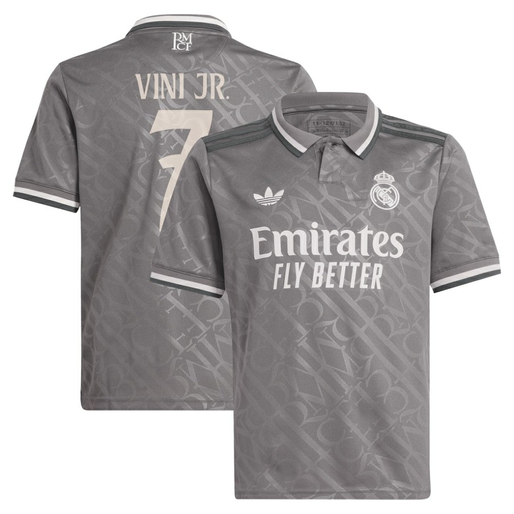 Vini Jr. Real Madrid Originals Youth 2024/25 Third Replica Player Jersey Charcoal