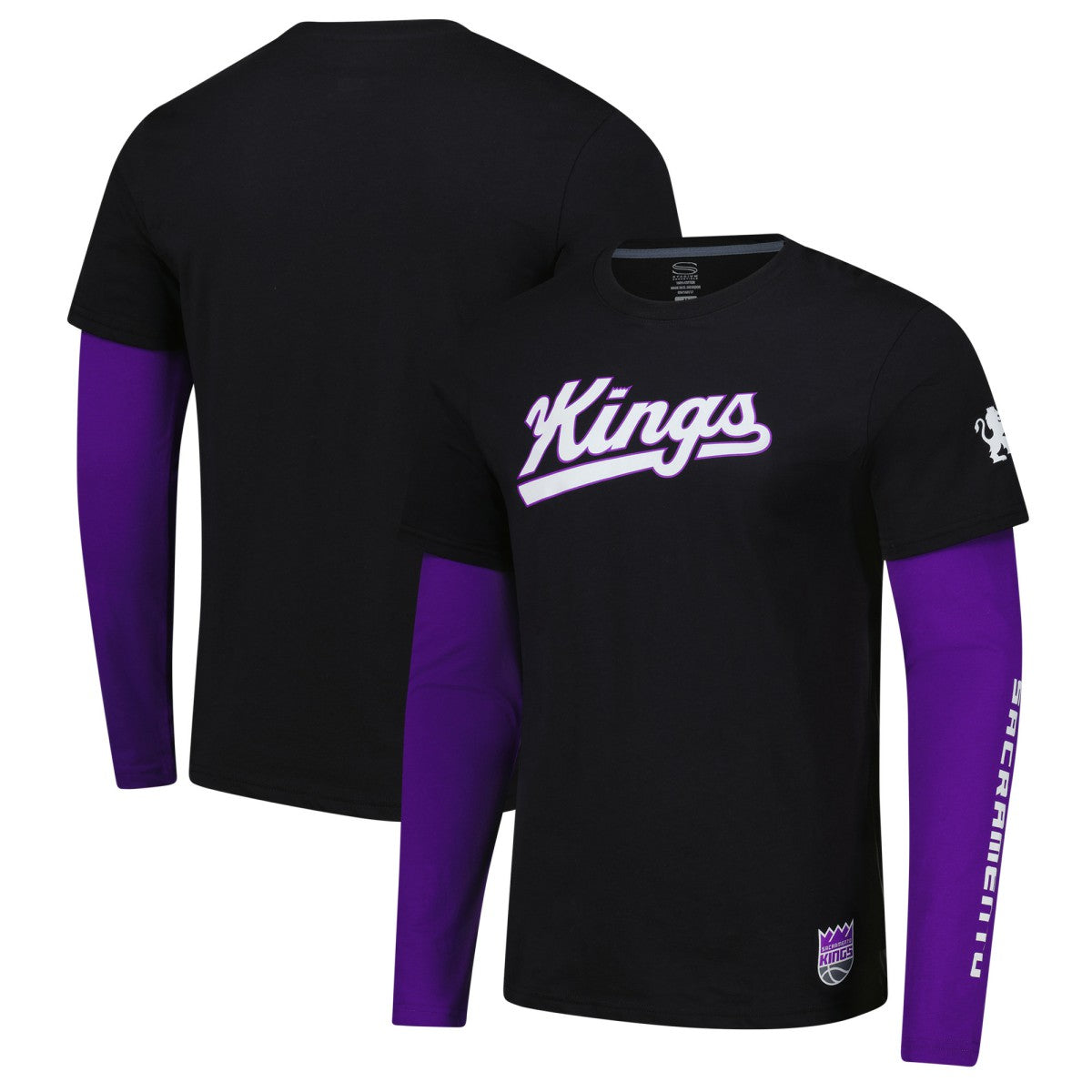 Sacramento Kings Stadium Essentials Unisex Spectator 2fer Long Sleeve T-Shirt Black