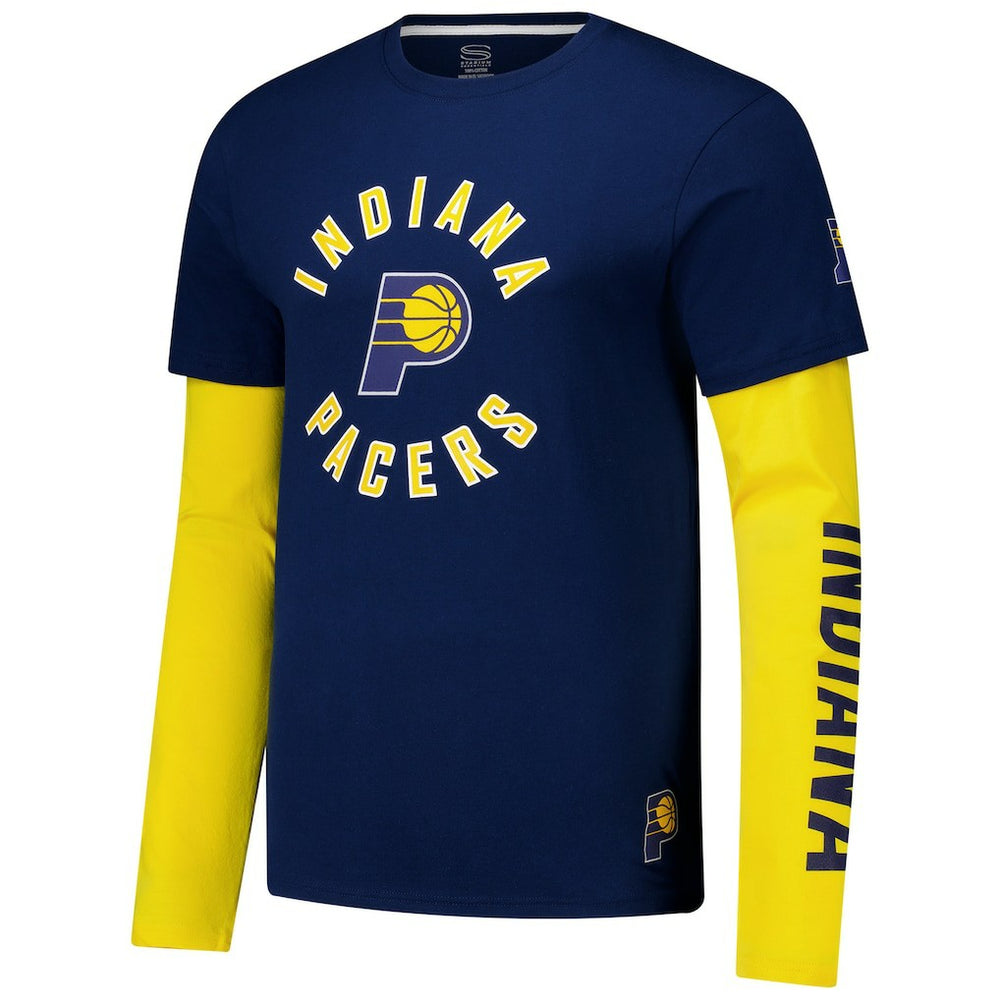 Indiana Pacers Stadium Essentials Unisex Spectator Twofer Long Sleeve T-Shirt Navy
