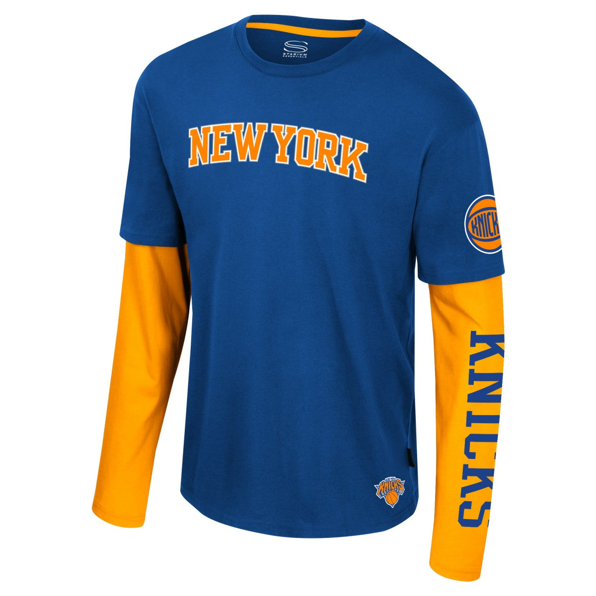 New York Knicks Stadium Essentials Unisex Spectator 2fer Long Sleeve T-Shirt Royal
