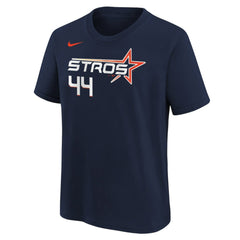Yordan Alvarez Houston Astros Nike Youth Fuse City Connect Name & Number T-Shirt - Navy T-shirts