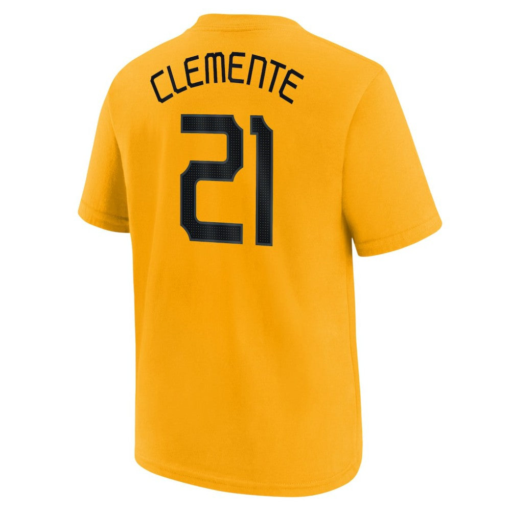 Roberto Clemente Pittsburgh Pirates Nike Youth Fuse City Connect Name & Number T-Shirt - Gold T-shirts