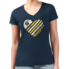 Denver Nuggets G-III 4Her by Carl Banks Women's Super-Slim Fit Lightweight Heart Team V-Neck T-Shirt Navy