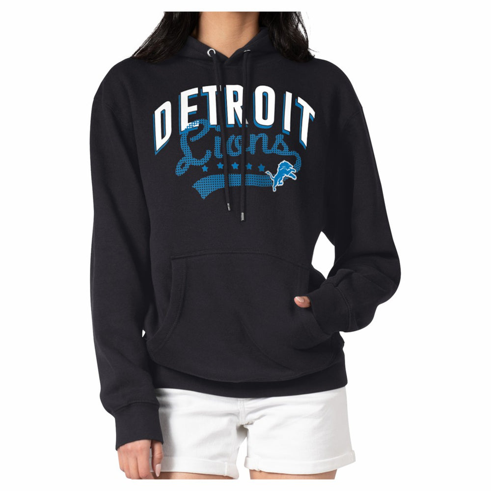 Detroit Lions G-III 4Her by Carl Banks Women's Filigree Fleece Tri-Blend Pullover Hoodie Black