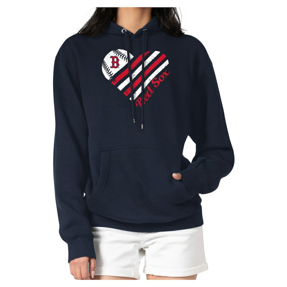 Boston Red Sox G-III 4Her by Carl Banks Women's Heart Graphic Pullover Hoodie - Navy Hoodies