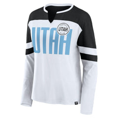 NHL Utah Mammoth Fanatics Women's Frozen Notch Neck Bi-Blend Long Sleeve T-Shirt - White