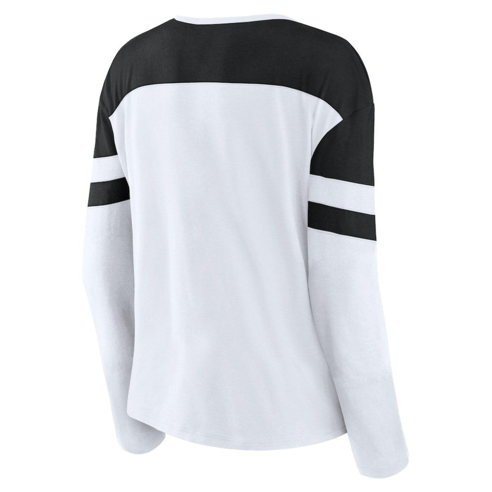 NHL Utah Mammoth Fanatics Women's Frozen Notch Neck Bi-Blend Long Sleeve T-Shirt - White
