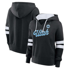 NHL Utah Mammoth Fanatics Women's Oversized Seize V-Neck Pullover Hoodie - Black