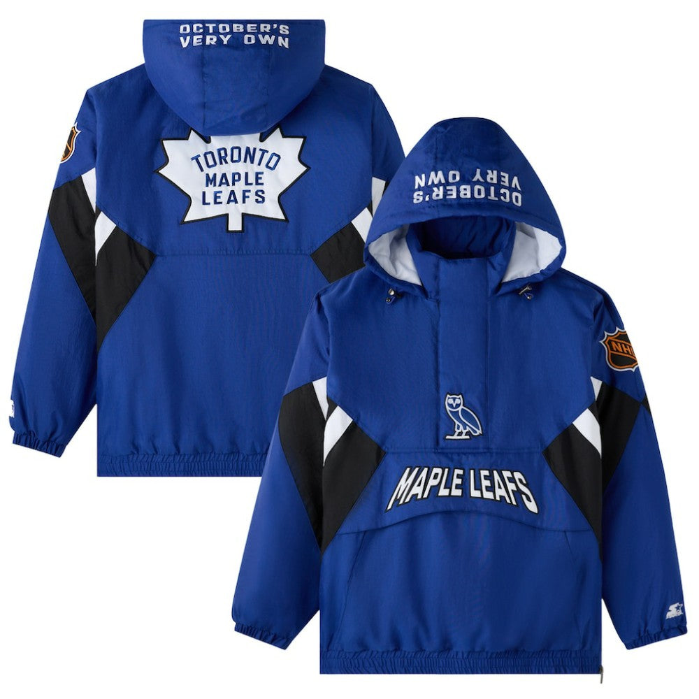 NHL Toronto Maple Leafs OVO x Starter Half-Zip Hooded Jacket - Blue