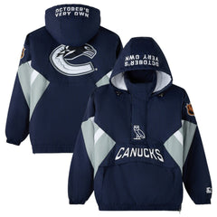 NHL Vancouver Canucks OVO x Starter Half-Zip Hooded Jacket - Blue
