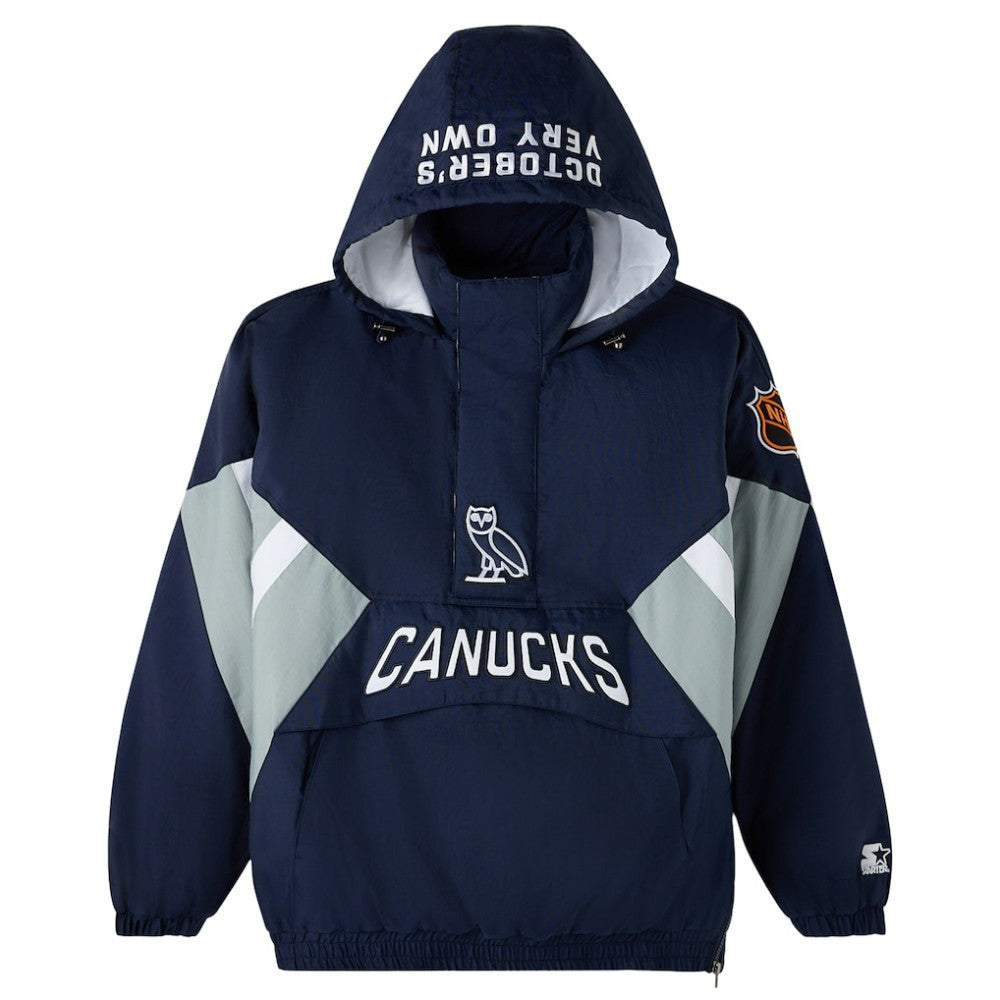 NHL Vancouver Canucks OVO x Starter Half-Zip Hooded Jacket - Blue