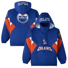 NHL Edmonton Oilers OVO x Starter Half-Zip Hooded Jacket - Royal