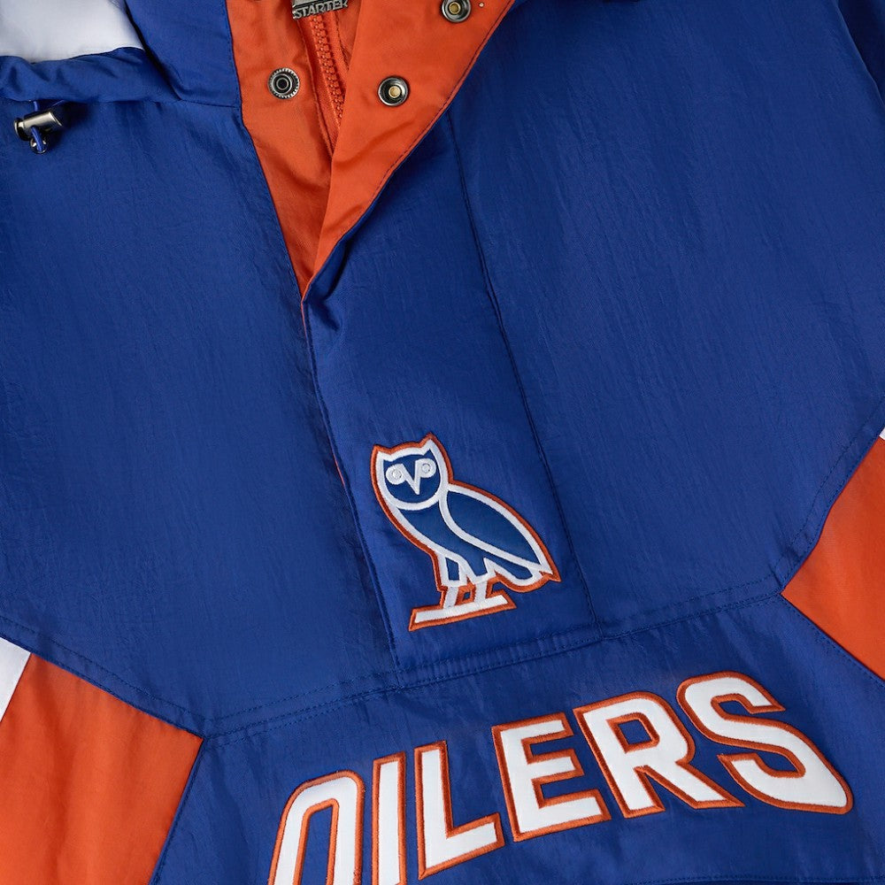 NHL Edmonton Oilers OVO x Starter Half-Zip Hooded Jacket - Royal