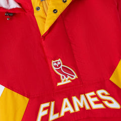 NHL Calgary Flames OVO x Starter Half-Zip Hooded Jacket - Red