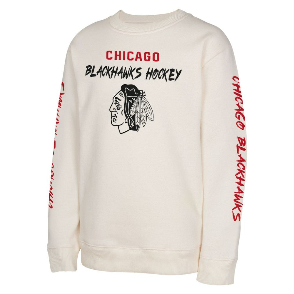 NHL Chicago Blackhawks Youth Star Power Pullover Sweatshirt - Cream