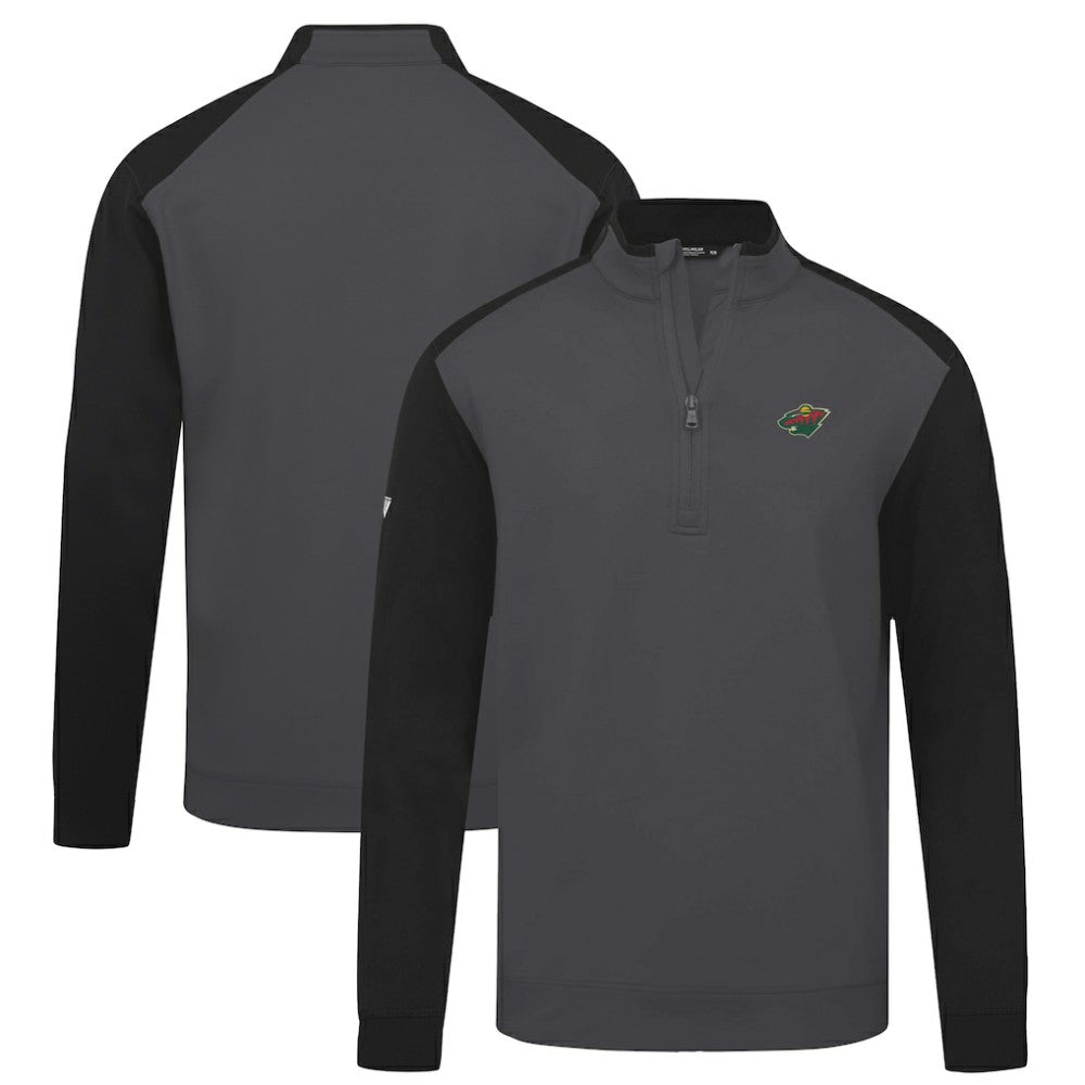 NHL Minnesota Wild Levelwear Bayou Insignia Core Quarter-Zip Pullover Top - Charcoal