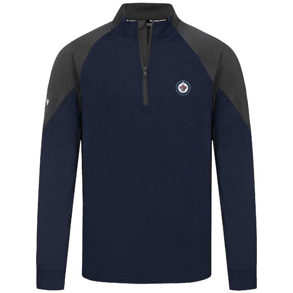 NHL Winnipeg Jets Levelwear Cadet Insignia Core Quarter-Zip Pullover Top - Navy