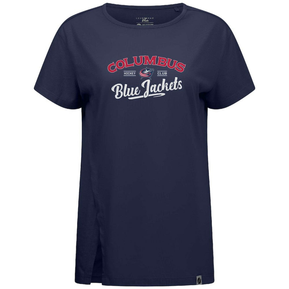 NHL Columbus Blue Jackets Levelwear Women's Influx Ice Wall T-Shirt - Navy