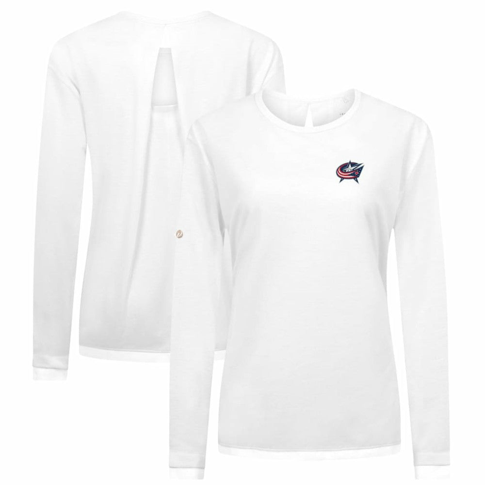 NHL Columbus Blue Jackets Levelwear Women's Sequoia Primary Logo Long Sleeve T-Shirt - White