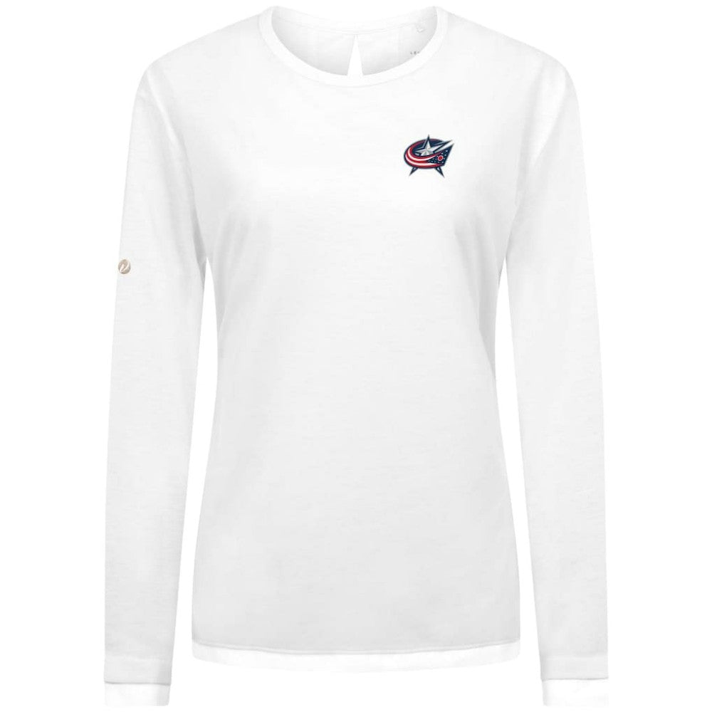 NHL Columbus Blue Jackets Levelwear Women's Sequoia Primary Logo Long Sleeve T-Shirt - White
