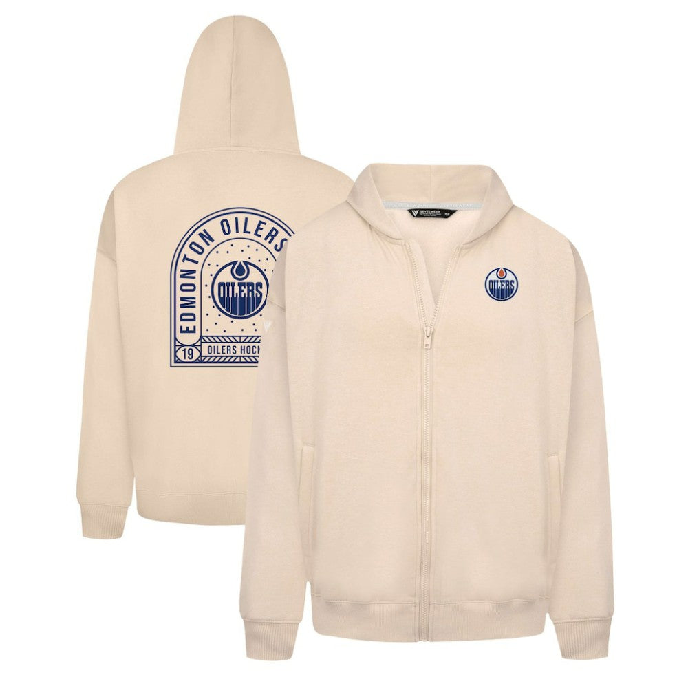 NHL Edmonton Oilers Levelwear Uphill Stained Glass Full-Zip Hoodie Jacket - Khaki