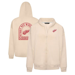 NHL Detroit Red Wings Levelwear Uphill Stained Glass Full-Zip Hoodie Jacket - Khaki