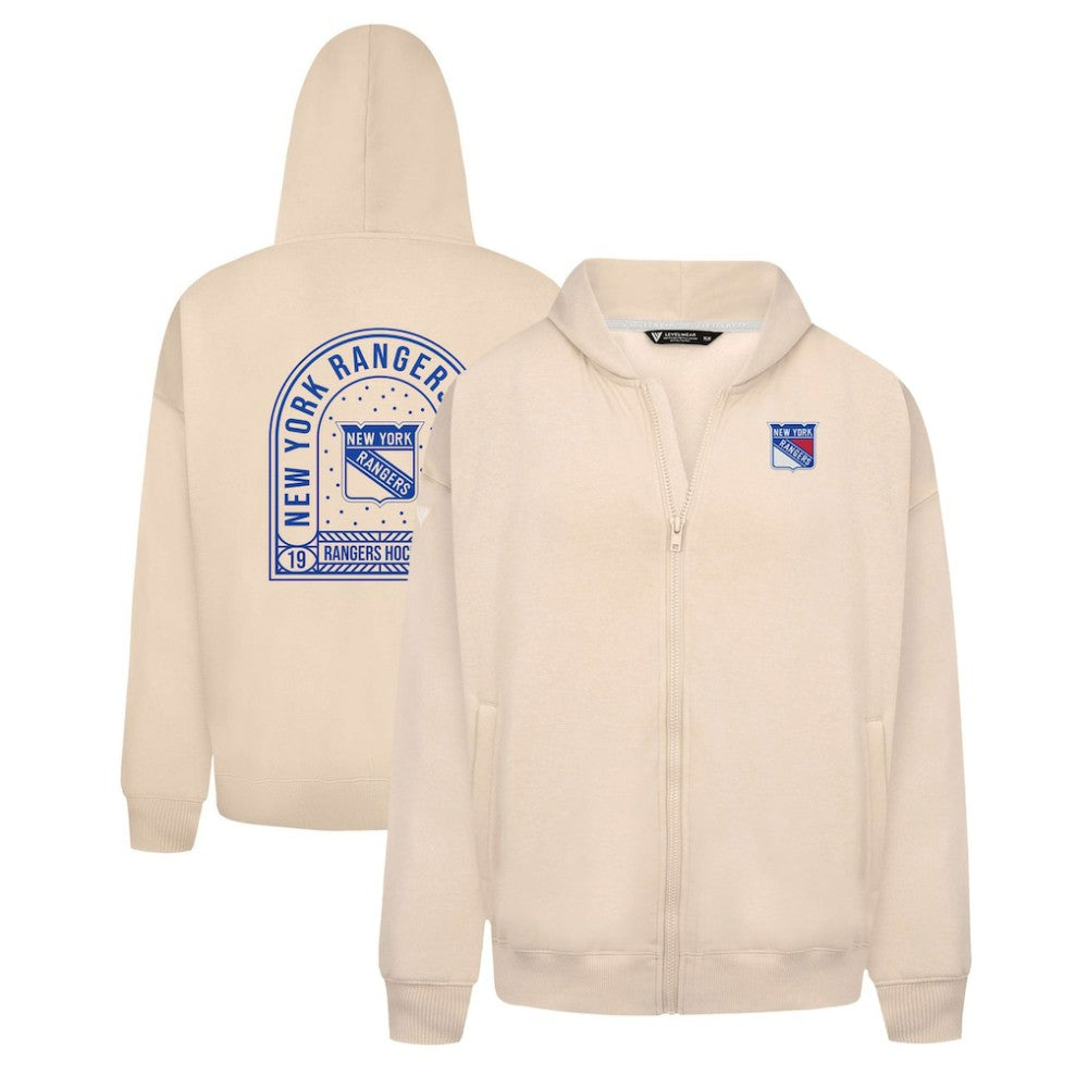 NHL New York Rangers Levelwear Uphill Stained Glass Full-Zip Hoodie Jacket - Khaki