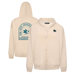 NHL San Jose Sharks Levelwear Uphill Stained Glass Full-Zip Hoodie Jacket - Khaki