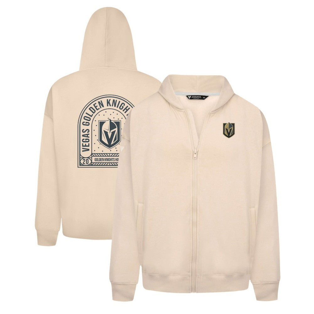 NHL Vegas Golden Knights Levelwear Uphill Stained Glass Full-Zip Hoodie Jacket - Khaki