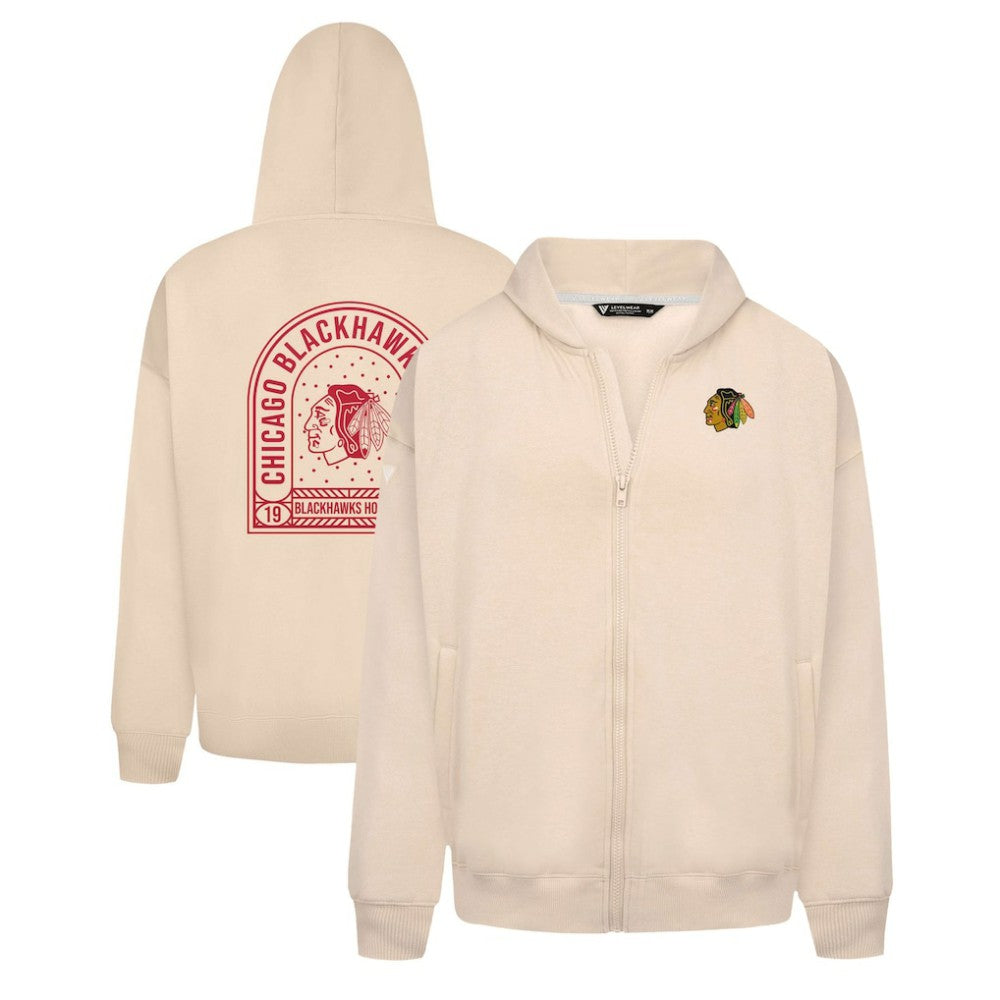 NHL Chicago Blackhawks Levelwear Uphill Stained Glass Full-Zip Hoodie Jacket - Khaki