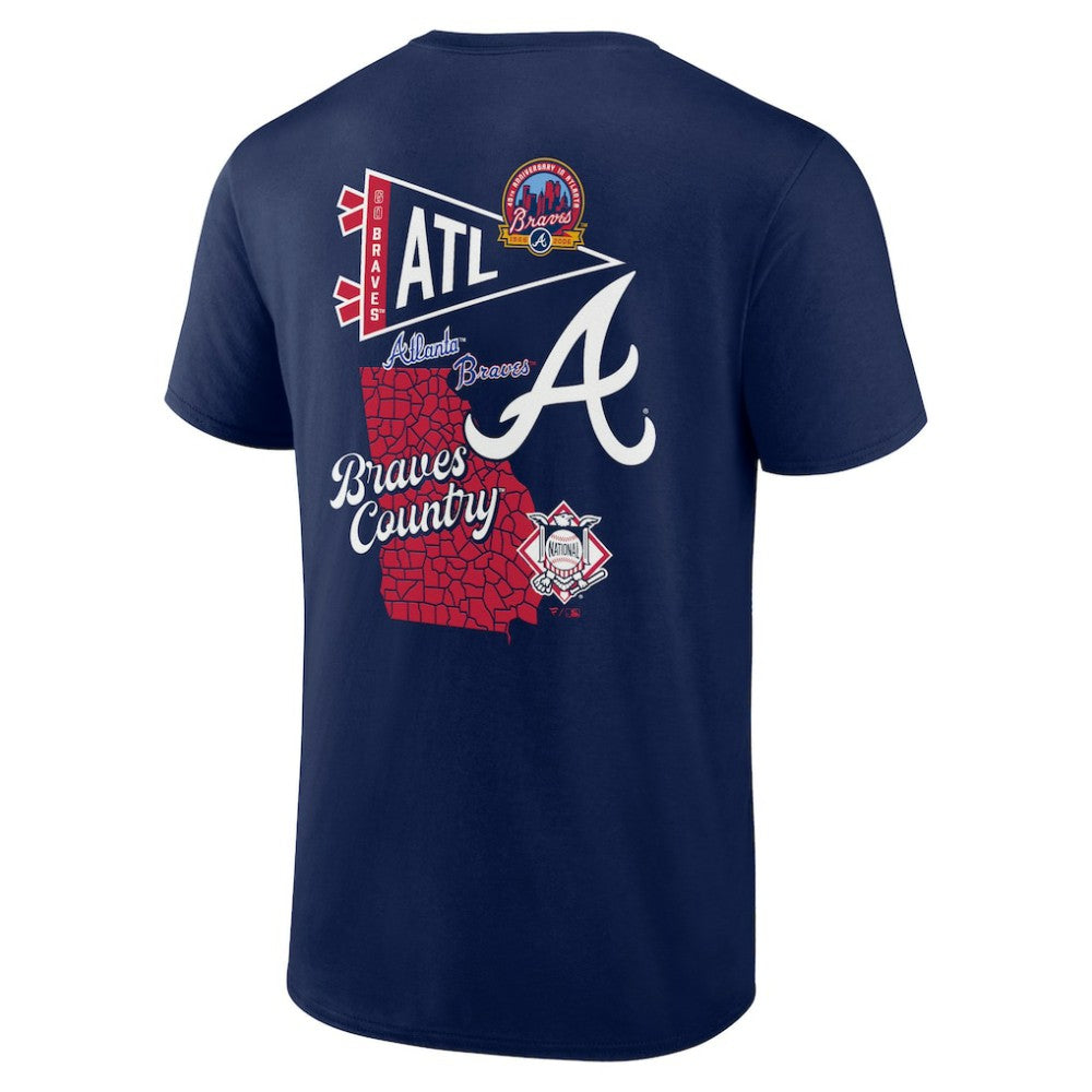 Atlanta Braves Split Zone T-Shirt - Navy T-shirts