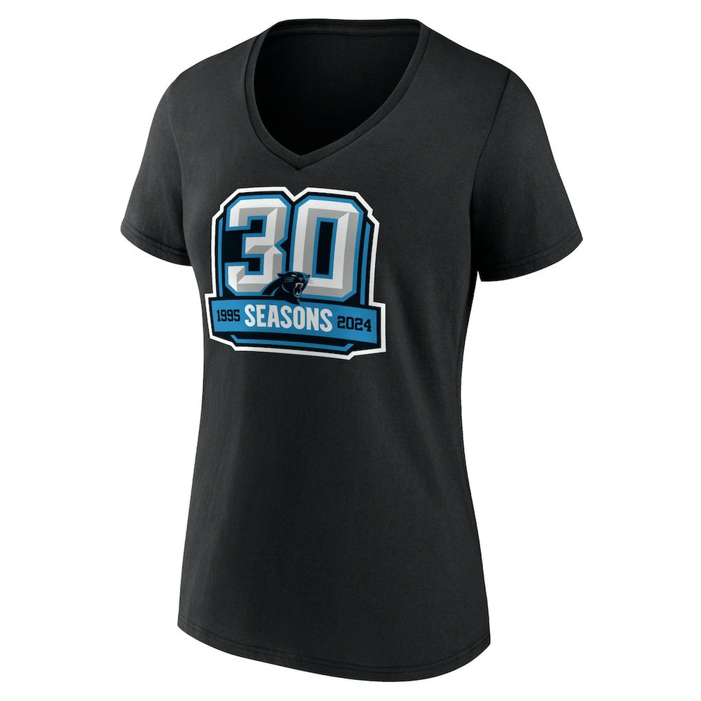 Carolina Panthers Women's 30th Anniversary V-Neck T-Shirt Black