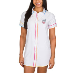 USWNT Concepts Sport Women's Flutter Knit Button-Up Nightshirt White