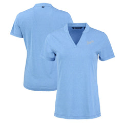 Kansas City Royals Cutter & Buck Women's Forge Stretch Blade DryTec V-Neck Polo - Heather Light Blue