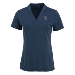 Texas Rangers Cutter & Buck Women's Forge Stretch Blade DryTec V-Neck Polo - Heather Navy