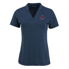 St. Louis Cardinals Cutter & Buck Women's Forge Stretch Blade DryTec V-Neck Polo - Heather Navy
