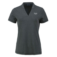 Tampa Bay Rays Cutter & Buck Women's Forge Stretch Blade DryTec V-Neck Polo - Heather Black
