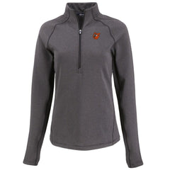 Baltimore Orioles Cutter & Buck Women's Peshastin Eco Fleece Recycled Raglan Half-Zip Top - Heather Black Tops