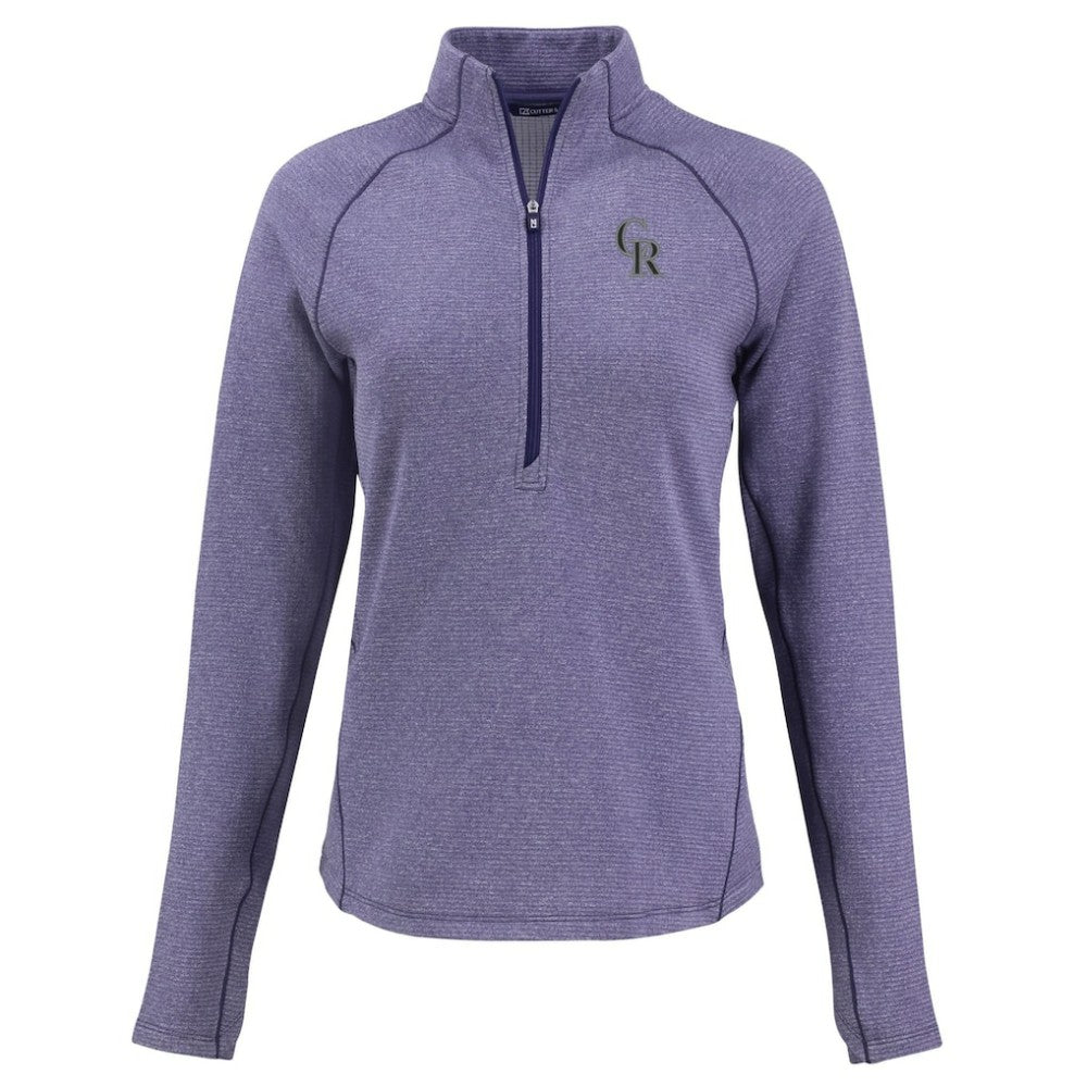 Colorado Rockies Cutter & Buck Women's Peshastin Eco Fleece Recycled Raglan Half-Zip Top - Heather Purple Tops