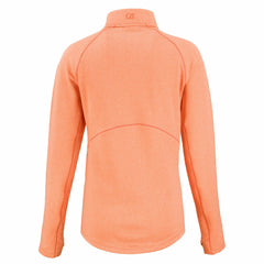 New York Mets Cutter & Buck Women's Peshastin Eco Fleece Recycled Raglan Half-Zip Top - Heather Orange Tops