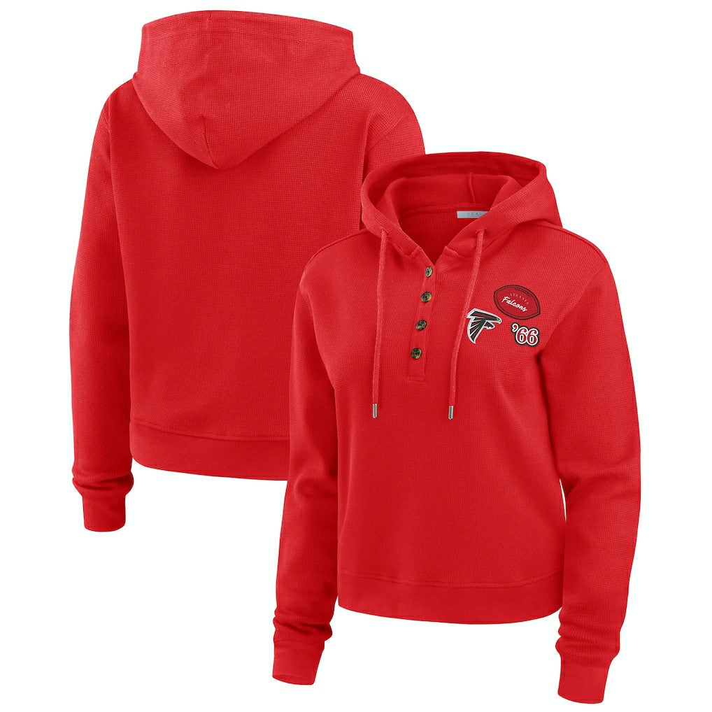 Atlanta Falcons WEAR by Erin Andrews Women's Plus Size Waffle Hoodie Pullover Top Red