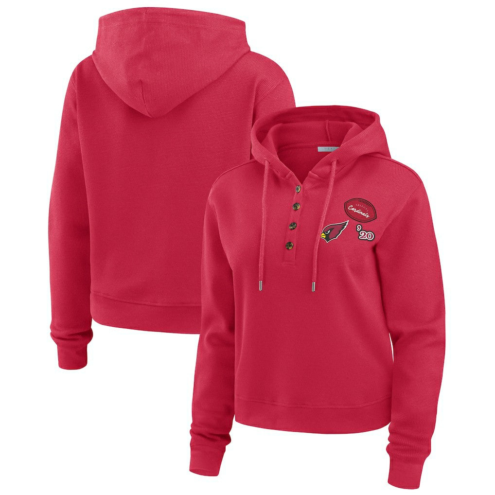 Arizona Cardinals WEAR by Erin Andrews Women's Plus Size Waffle Hoodie Pullover Top Cardinal