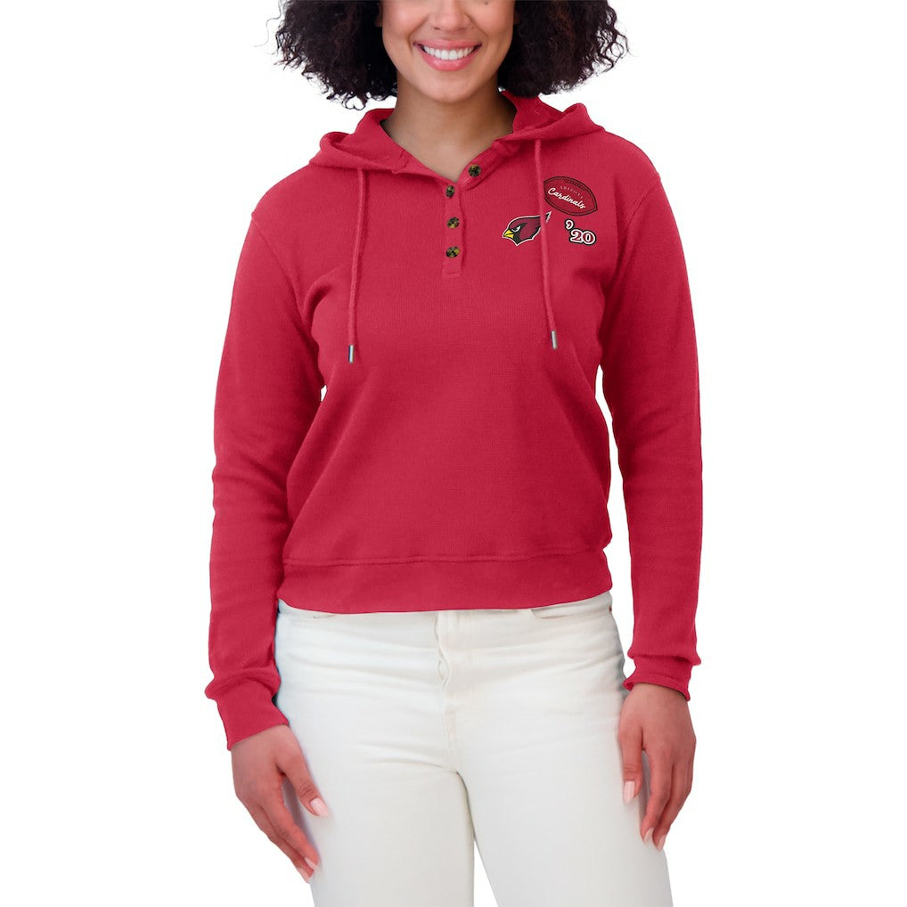 Arizona Cardinals WEAR by Erin Andrews Women's Plus Size Waffle Hoodie Pullover Top Cardinal