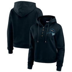 Carolina Panthers WEAR by Erin Andrews Women's Plus Size Waffle Hoodie Pullover Top Black