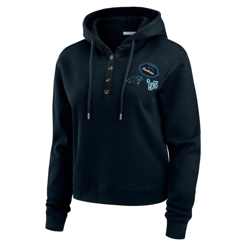 Carolina Panthers WEAR by Erin Andrews Women's Plus Size Waffle Hoodie Pullover Top Black