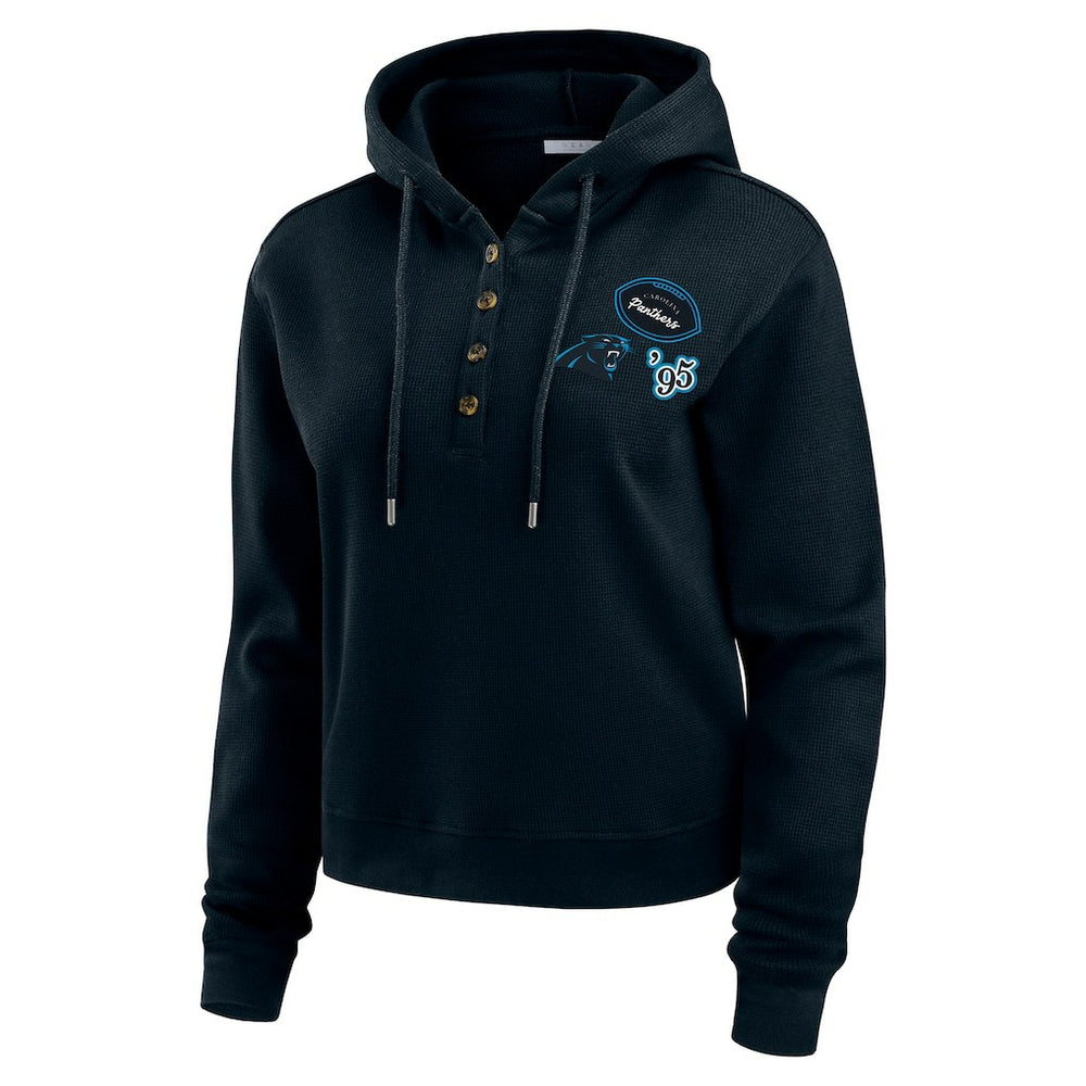Carolina Panthers WEAR by Erin Andrews Women's Plus Size Waffle Hoodie Pullover Top Black