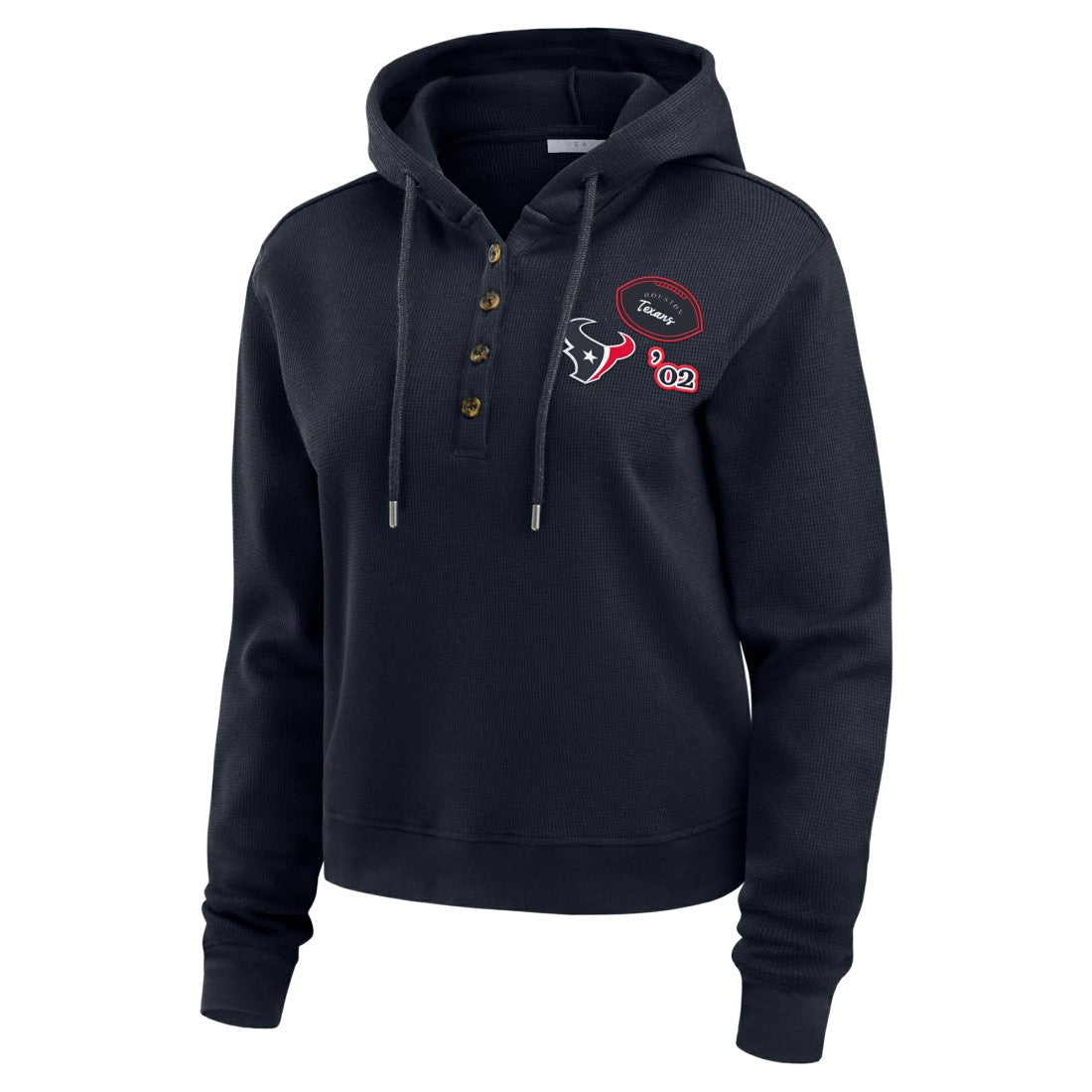 Houston Texans WEAR by Erin Andrews Women's Plus Size Waffle Hoodie Pullover Top Navy