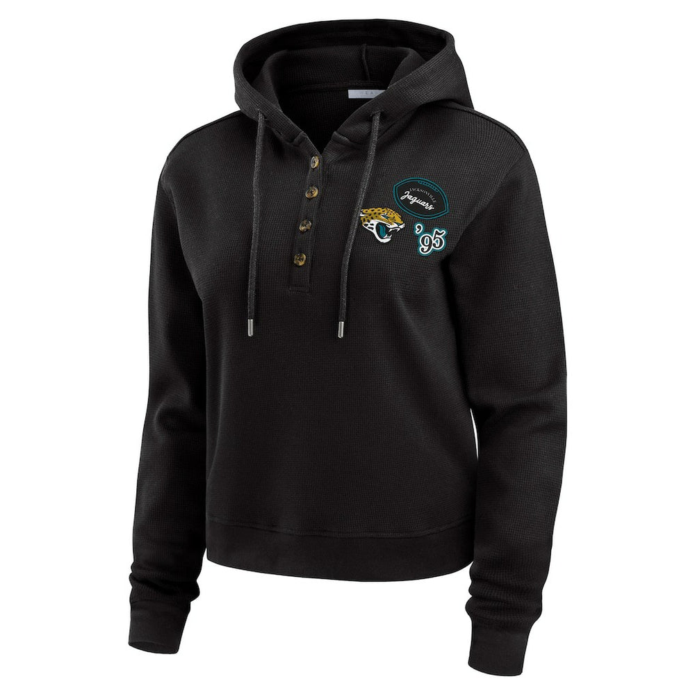 Jacksonville Jaguars WEAR by Erin Andrews Women's Plus Size Waffle Hoodie Pullover Top Black
