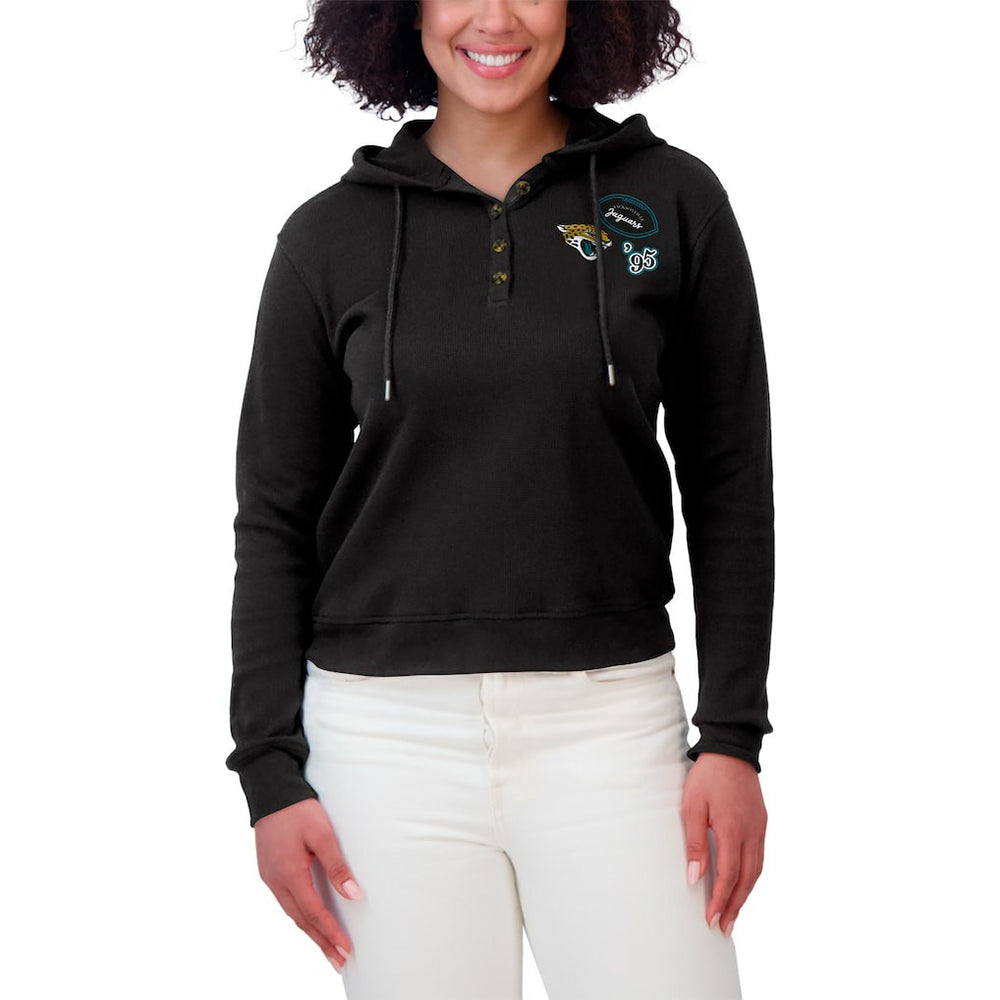 Jacksonville Jaguars WEAR by Erin Andrews Women's Plus Size Waffle Hoodie Pullover Top Black